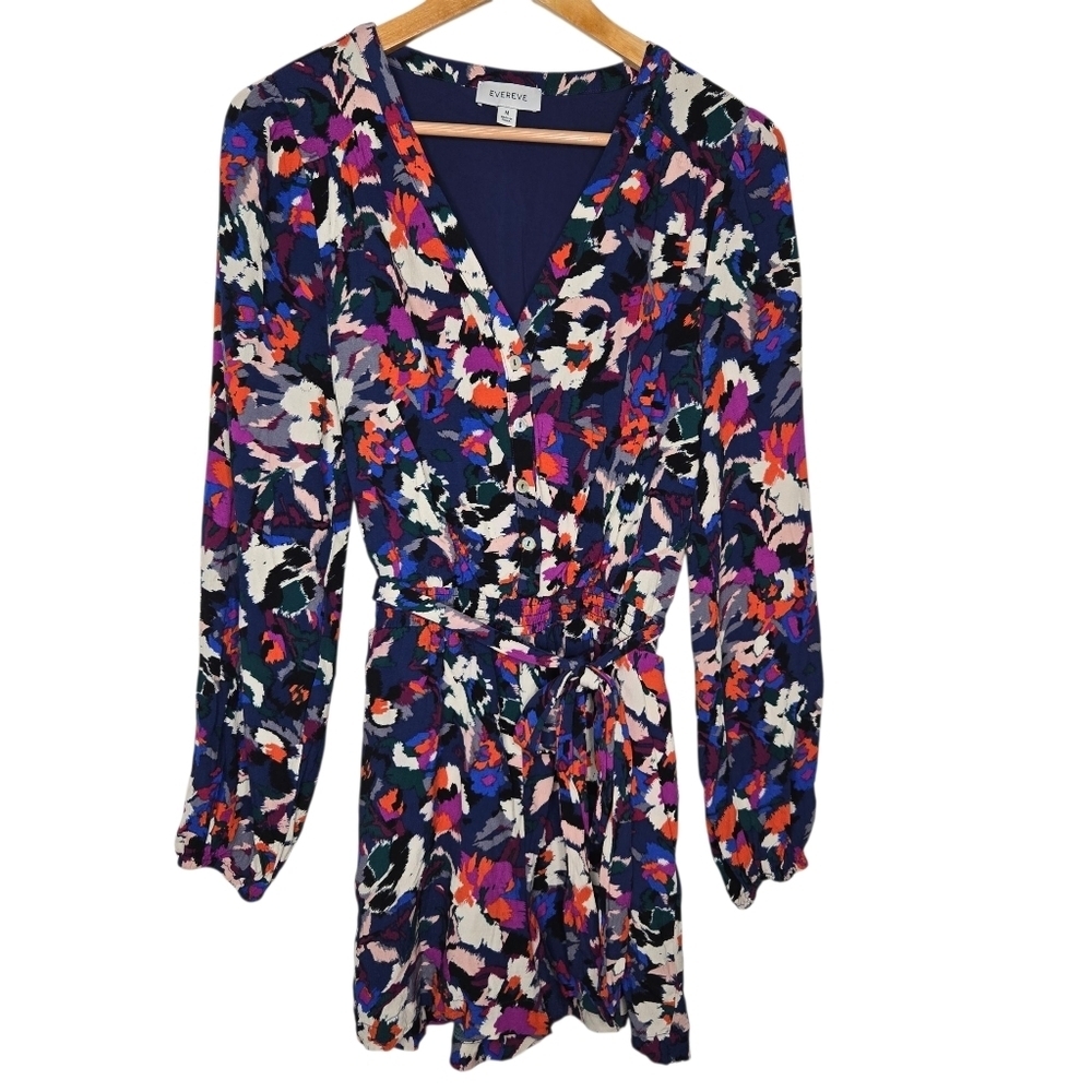 EVEREVE Womens Colorful Floral Print Button Front Scout Romper Size Medium